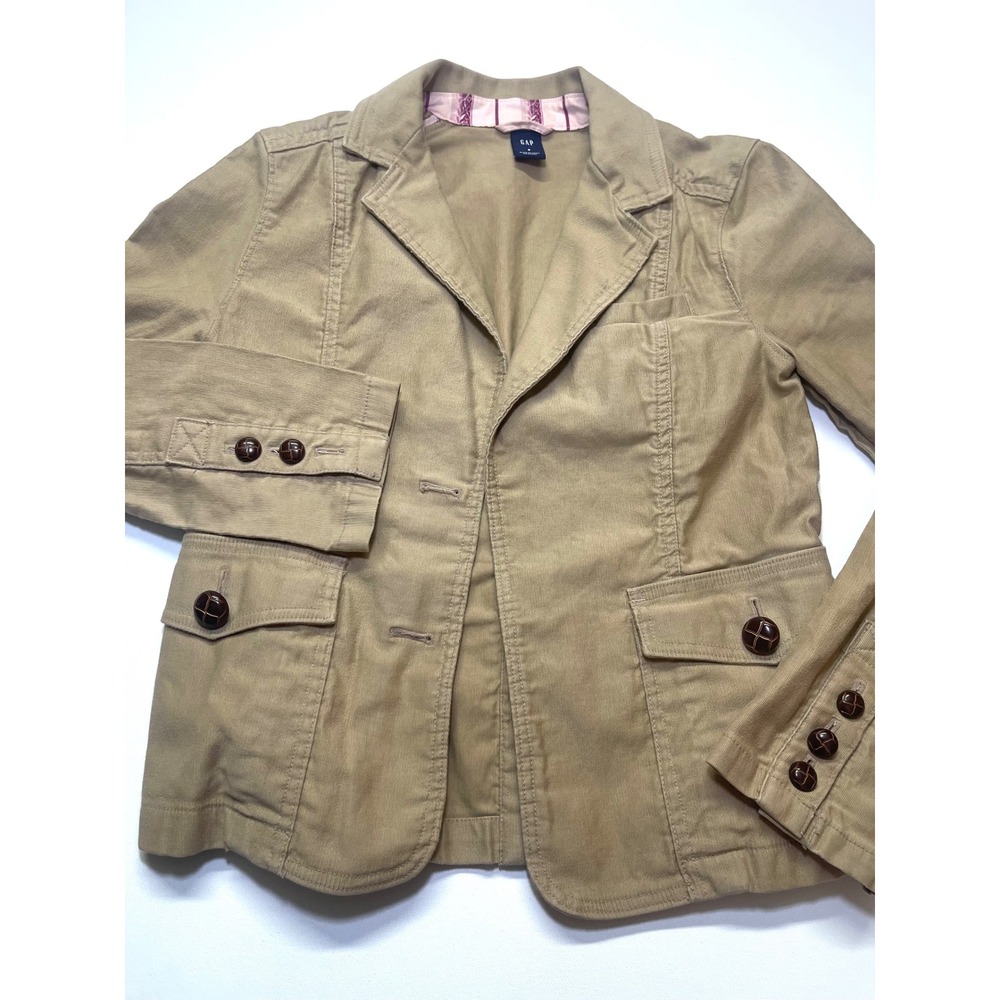 Gap Womens Tan Corduroy Blazer Jacket Size 6 Small Khaki Brown Classic GAPH96